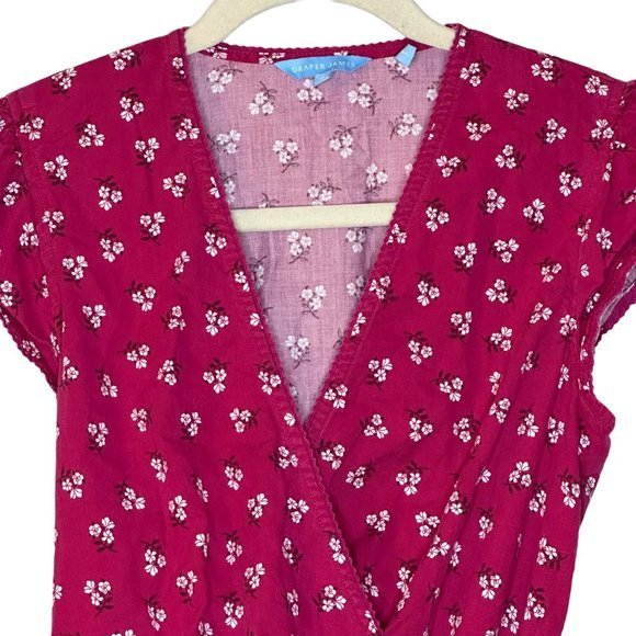 Draper James Magenta Floral Flounce Wrap Dress Size 2 - Picture 2 of 4